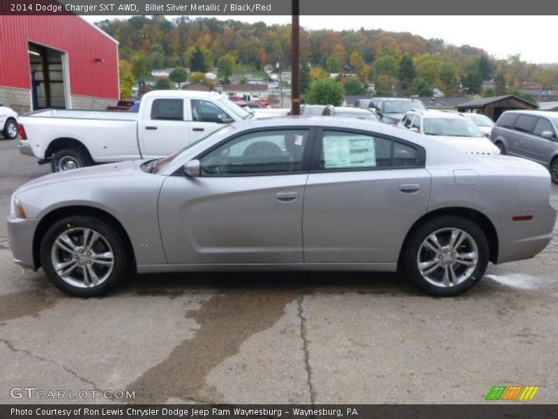 Billet Silver Metallic / Black/Red 2014 Dodge Charger SXT AWD