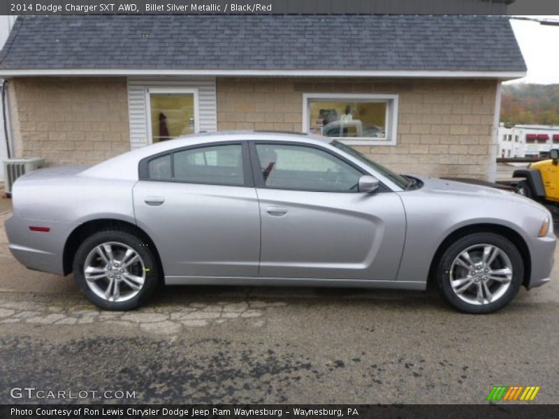 Billet Silver Metallic / Black/Red 2014 Dodge Charger SXT AWD