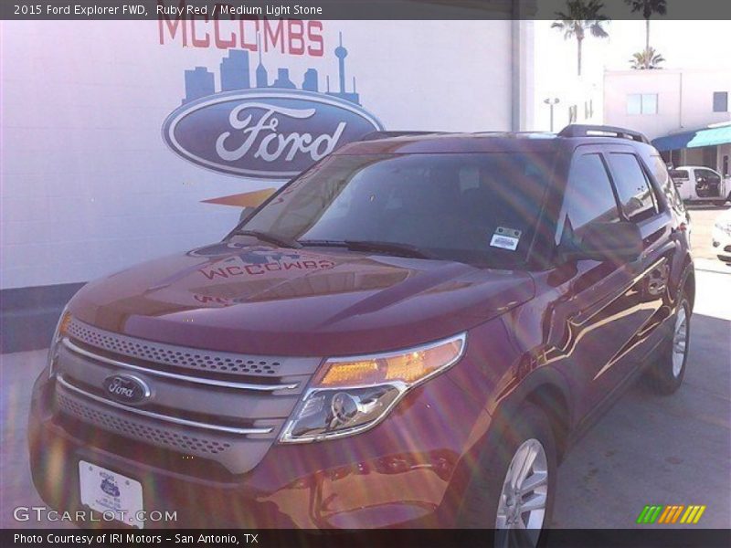 Ruby Red / Medium Light Stone 2015 Ford Explorer FWD