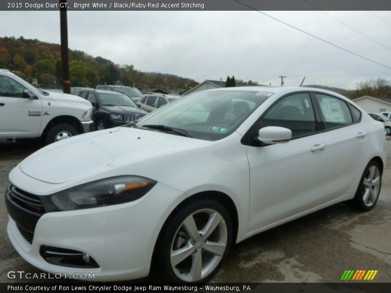 Bright White / Black/Ruby Red Accent Stitching 2015 Dodge Dart GT
