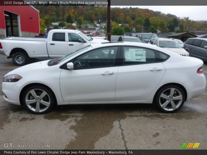 Bright White / Black/Ruby Red Accent Stitching 2015 Dodge Dart GT