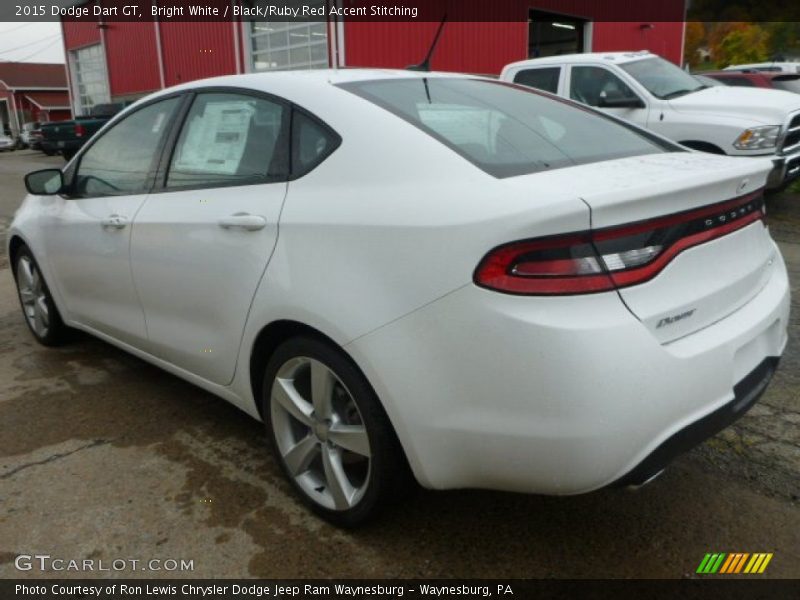 Bright White / Black/Ruby Red Accent Stitching 2015 Dodge Dart GT