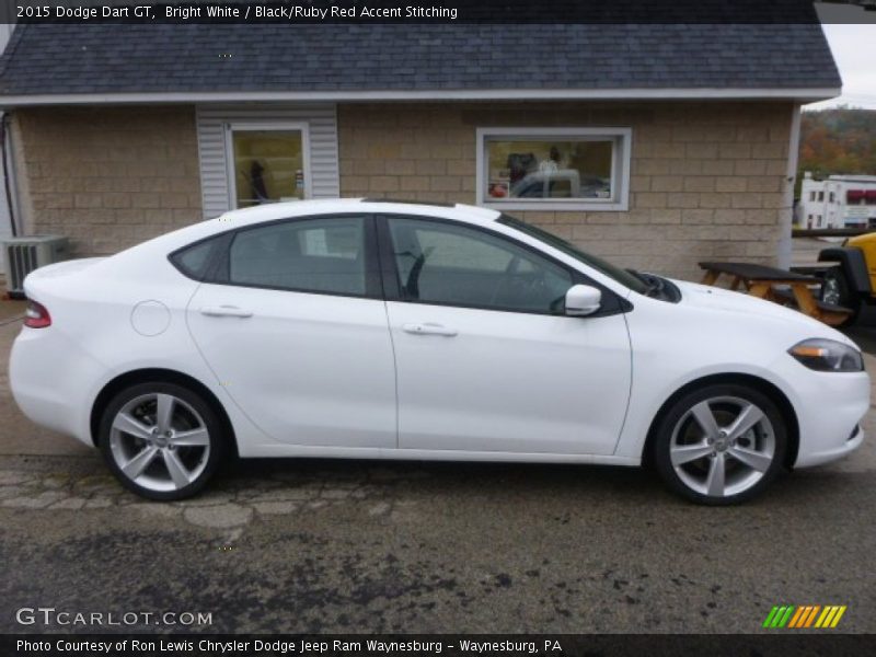 Bright White / Black/Ruby Red Accent Stitching 2015 Dodge Dart GT
