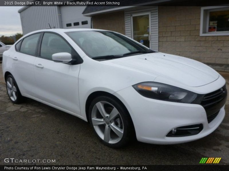 Bright White / Black/Ruby Red Accent Stitching 2015 Dodge Dart GT