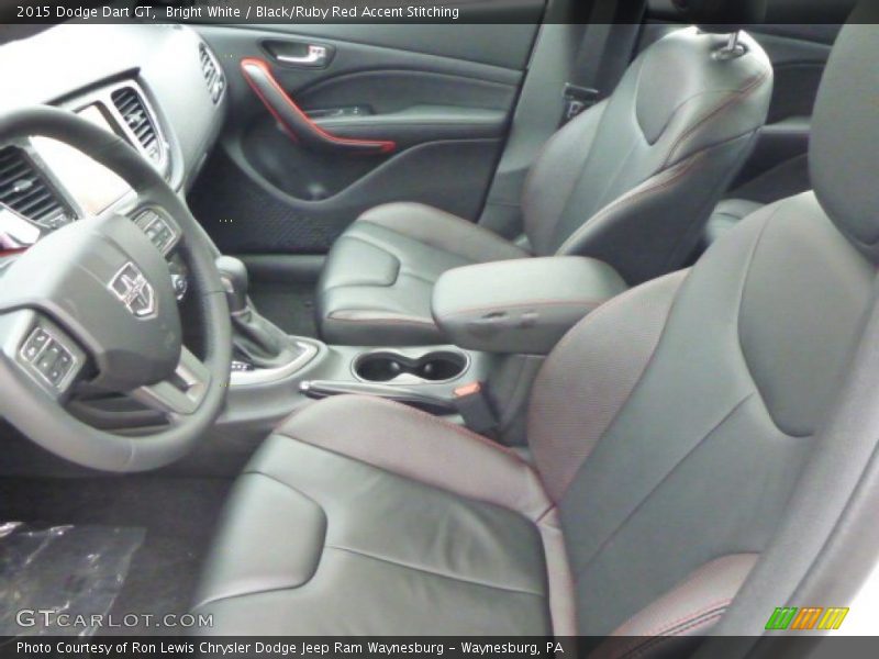 Bright White / Black/Ruby Red Accent Stitching 2015 Dodge Dart GT