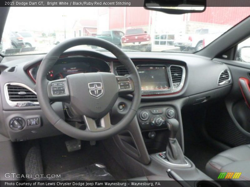 Bright White / Black/Ruby Red Accent Stitching 2015 Dodge Dart GT