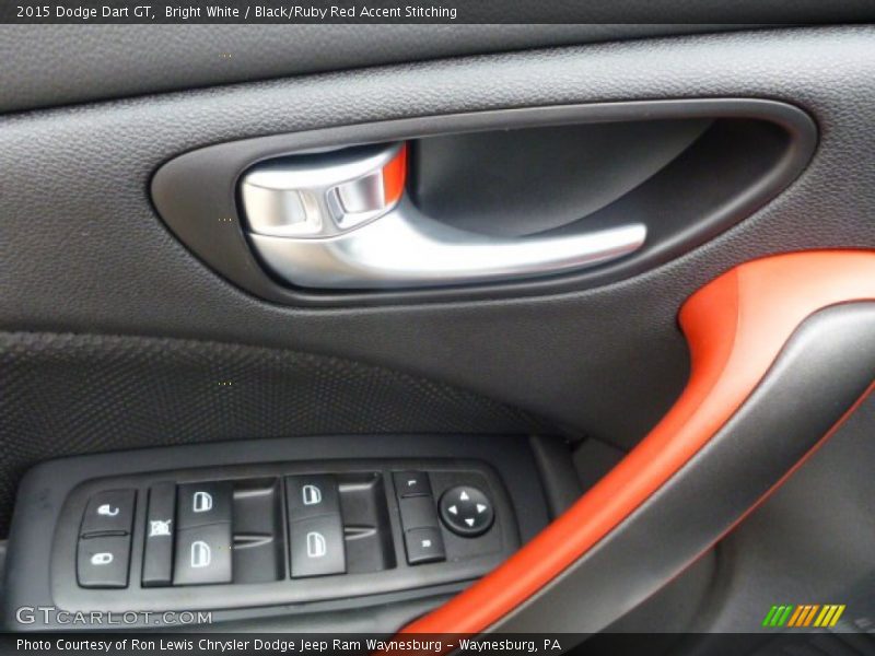 Bright White / Black/Ruby Red Accent Stitching 2015 Dodge Dart GT