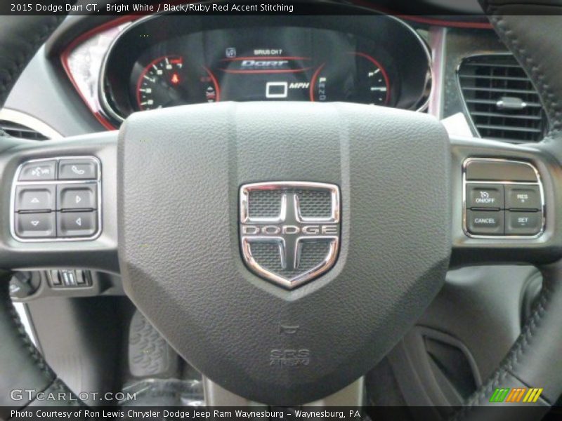 Bright White / Black/Ruby Red Accent Stitching 2015 Dodge Dart GT
