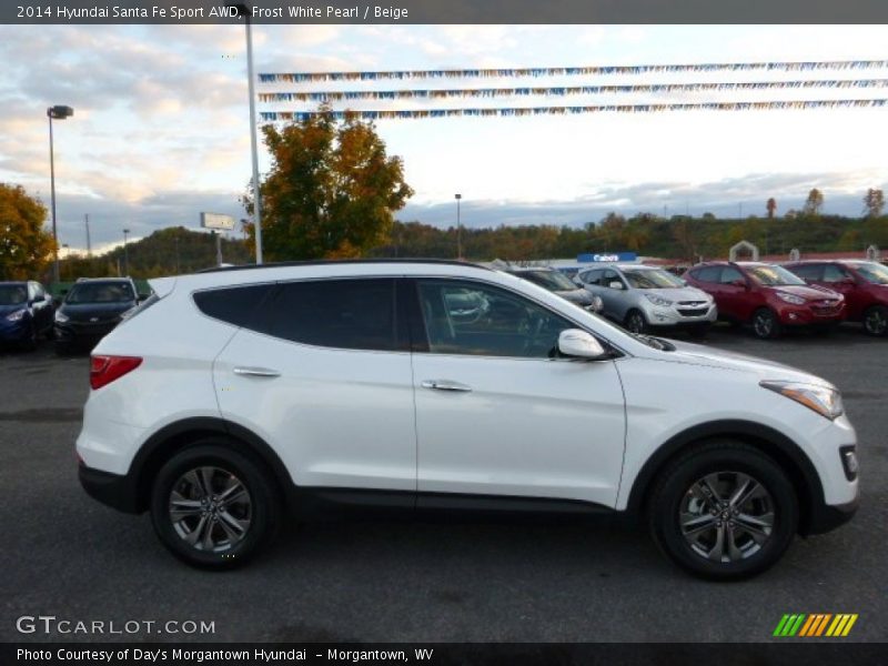 Frost White Pearl / Beige 2014 Hyundai Santa Fe Sport AWD