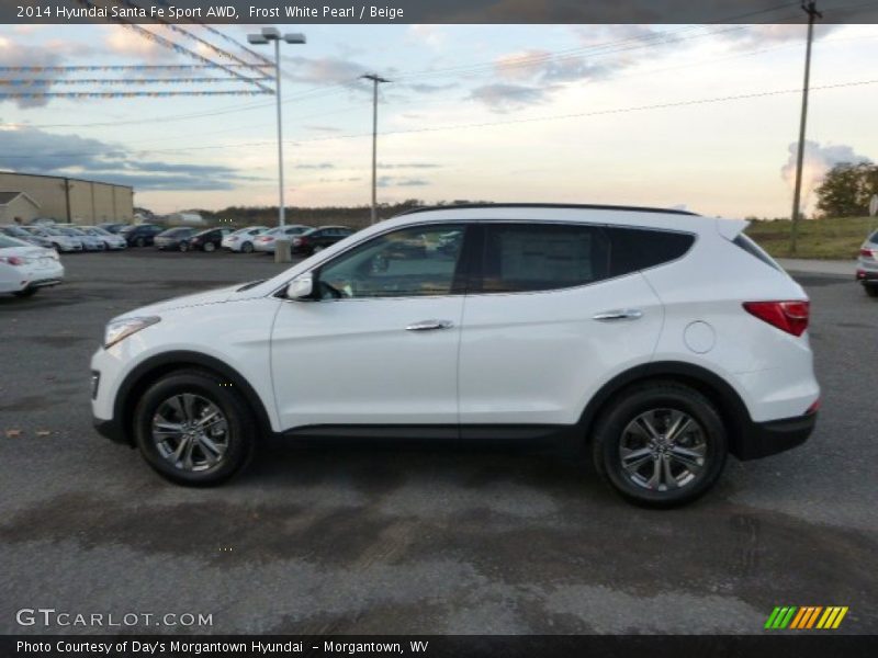 Frost White Pearl / Beige 2014 Hyundai Santa Fe Sport AWD