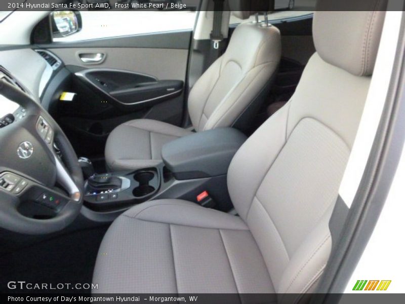 Frost White Pearl / Beige 2014 Hyundai Santa Fe Sport AWD