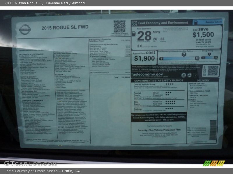  2015 Rogue SL Window Sticker