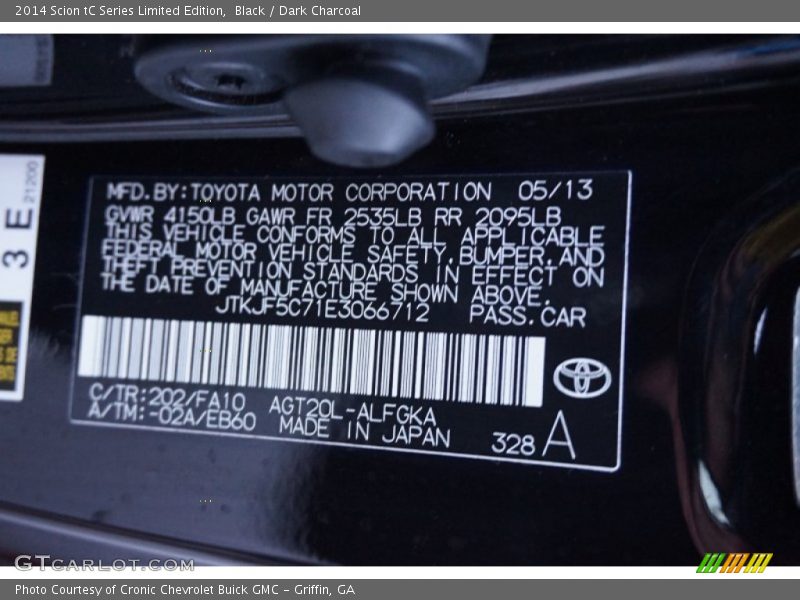 Black / Dark Charcoal 2014 Scion tC Series Limited Edition