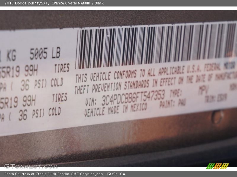 Granite Crystal Metallic / Black 2015 Dodge Journey SXT