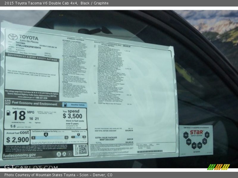 Black / Graphite 2015 Toyota Tacoma V6 Double Cab 4x4