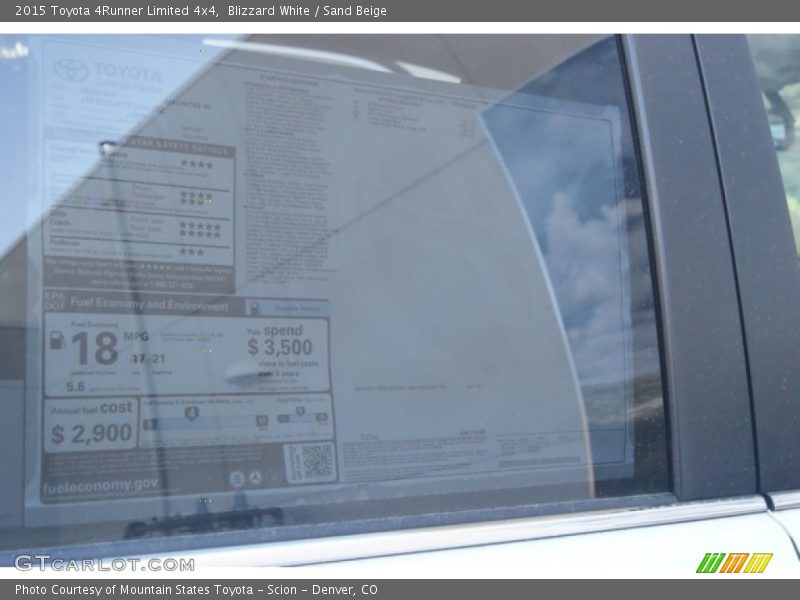 Blizzard White / Sand Beige 2015 Toyota 4Runner Limited 4x4