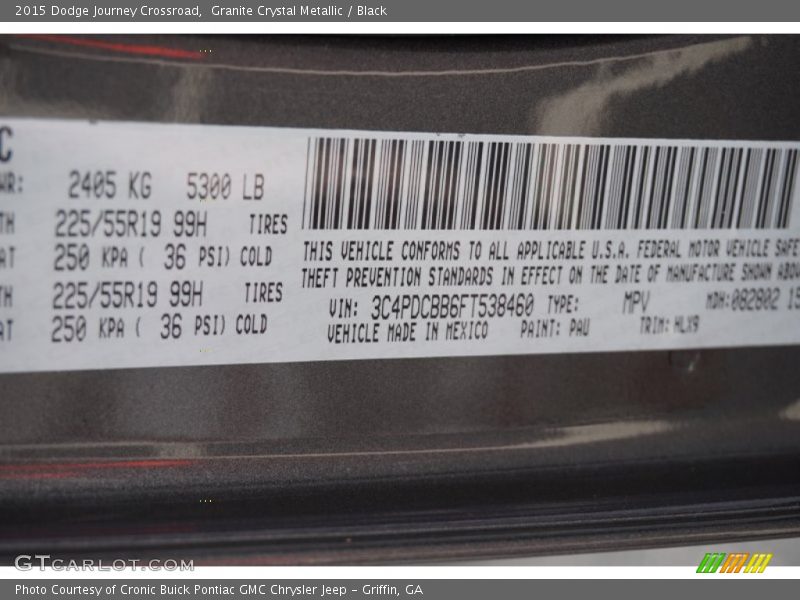 Granite Crystal Metallic / Black 2015 Dodge Journey Crossroad