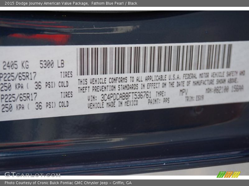 2015 Journey American Value Package Fathom Blue Pearl Color Code PPS