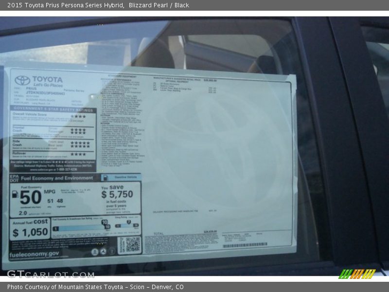 Blizzard Pearl / Black 2015 Toyota Prius Persona Series Hybrid