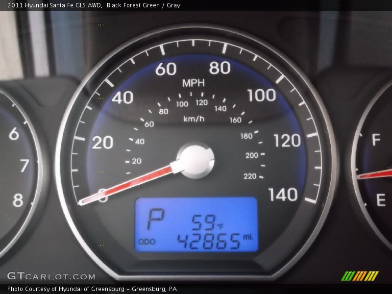 Black Forest Green / Gray 2011 Hyundai Santa Fe GLS AWD