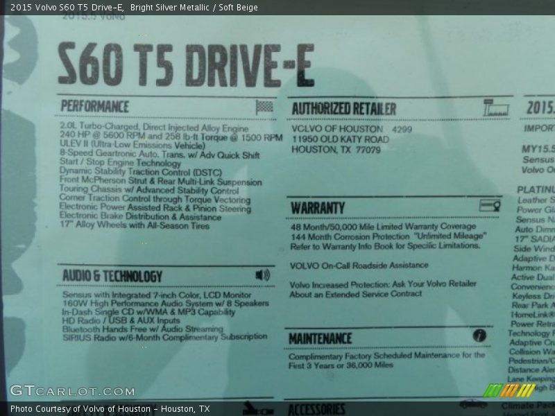 Bright Silver Metallic / Soft Beige 2015 Volvo S60 T5 Drive-E