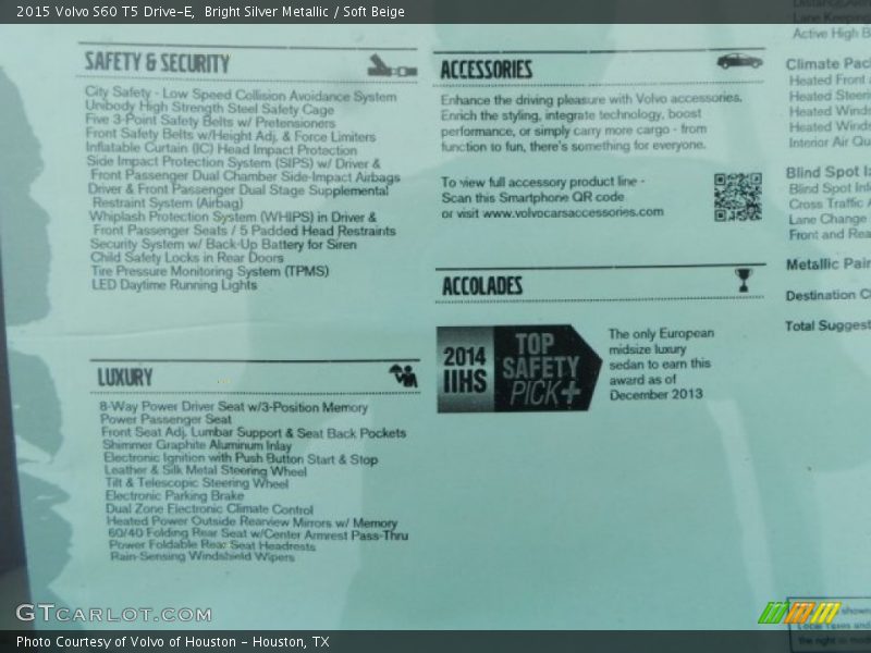 Bright Silver Metallic / Soft Beige 2015 Volvo S60 T5 Drive-E