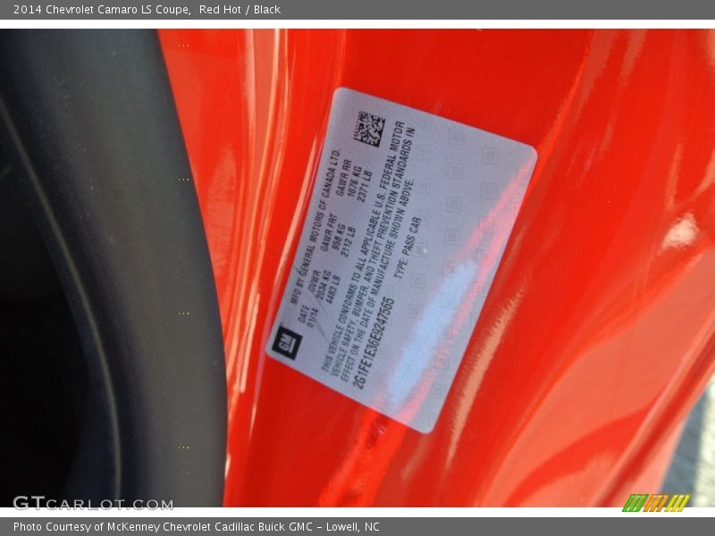 Red Hot / Black 2014 Chevrolet Camaro LS Coupe
