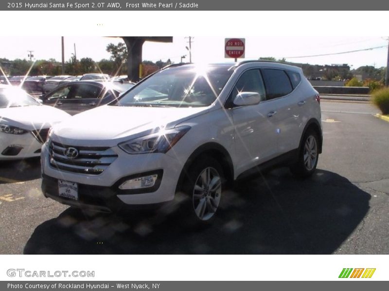 Frost White Pearl / Saddle 2015 Hyundai Santa Fe Sport 2.0T AWD