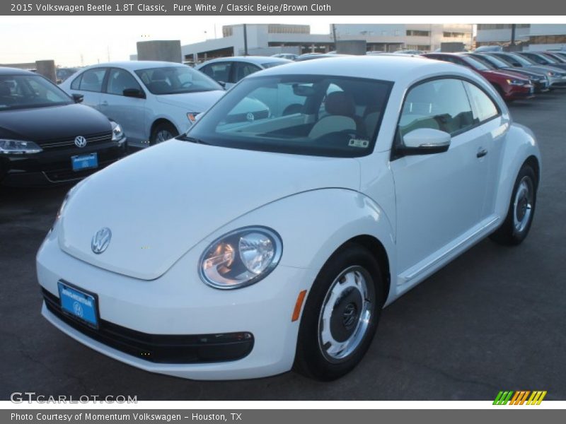 Pure White / Classic Beige/Brown Cloth 2015 Volkswagen Beetle 1.8T Classic