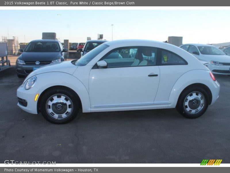 Pure White / Classic Beige/Brown Cloth 2015 Volkswagen Beetle 1.8T Classic