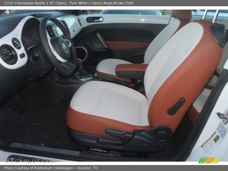 Pure White / Classic Beige/Brown Cloth 2015 Volkswagen Beetle 1.8T Classic