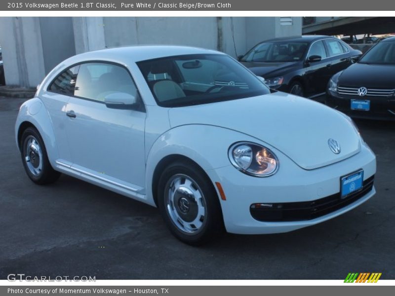 Pure White / Classic Beige/Brown Cloth 2015 Volkswagen Beetle 1.8T Classic