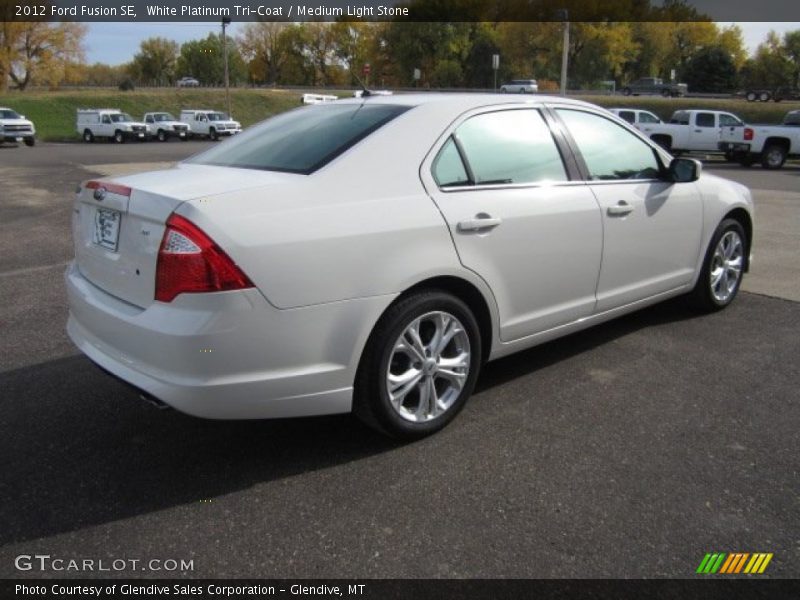 White Platinum Tri-Coat / Medium Light Stone 2012 Ford Fusion SE