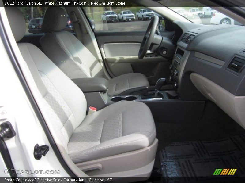White Platinum Tri-Coat / Medium Light Stone 2012 Ford Fusion SE