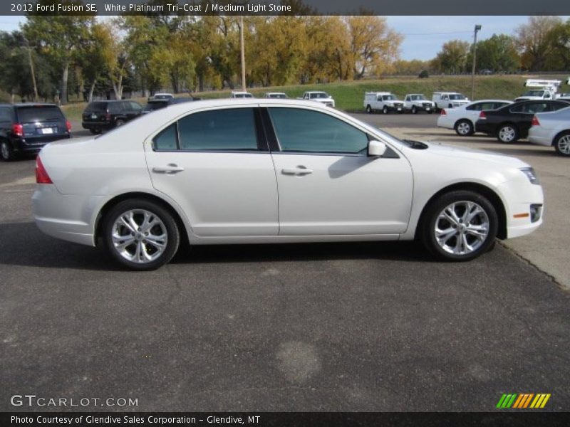 White Platinum Tri-Coat / Medium Light Stone 2012 Ford Fusion SE