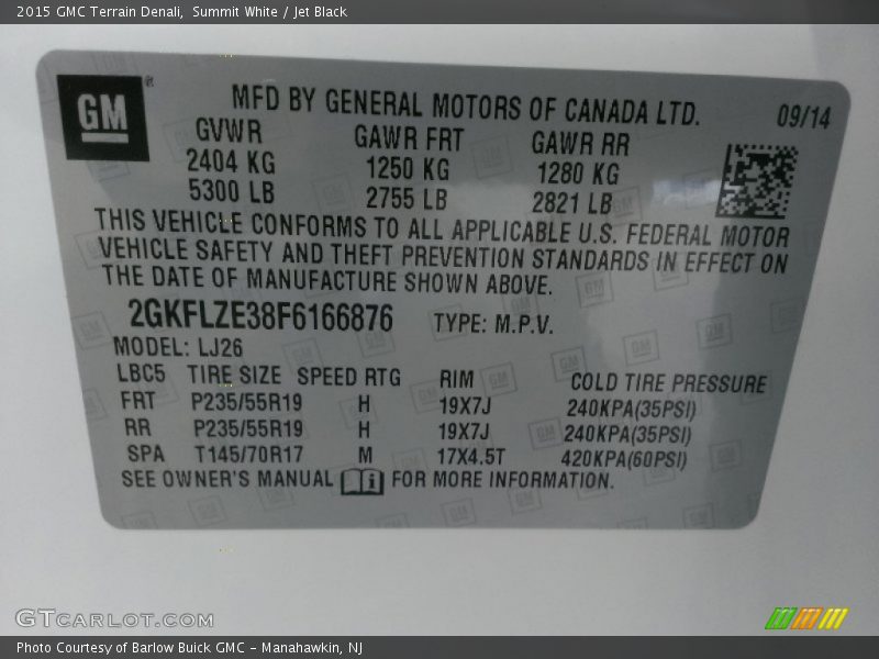 Summit White / Jet Black 2015 GMC Terrain Denali