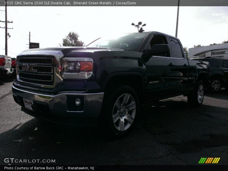 Emerald Green Metallic / Cocoa/Dune 2015 GMC Sierra 1500 SLE Double Cab