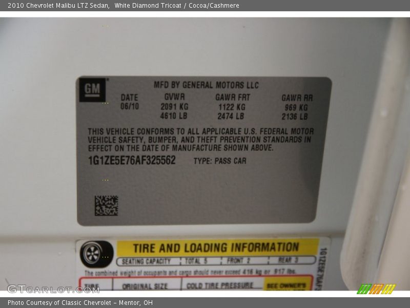White Diamond Tricoat / Cocoa/Cashmere 2010 Chevrolet Malibu LTZ Sedan