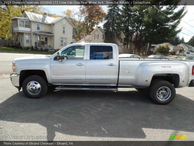 Silver Ice Metallic / Cocoa/Dune 2015 Chevrolet Silverado 3500HD LTZ Crew Cab Dual Rear Wheel 4x4
