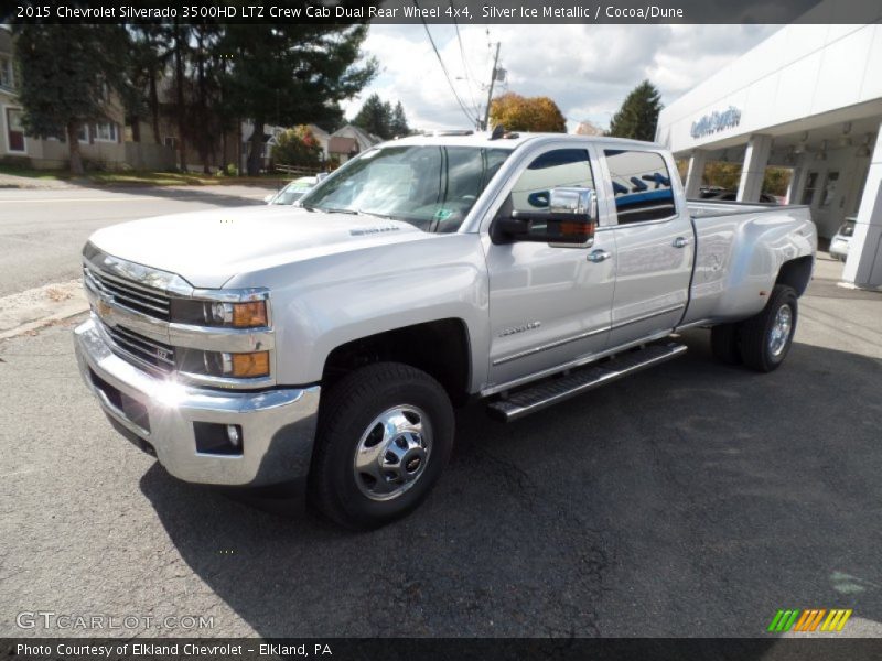 Silver Ice Metallic / Cocoa/Dune 2015 Chevrolet Silverado 3500HD LTZ Crew Cab Dual Rear Wheel 4x4