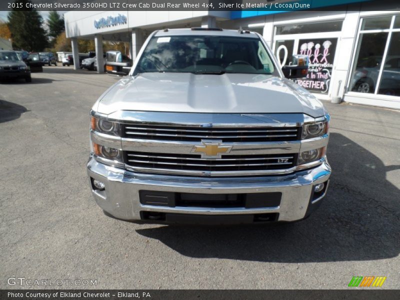 Silver Ice Metallic / Cocoa/Dune 2015 Chevrolet Silverado 3500HD LTZ Crew Cab Dual Rear Wheel 4x4