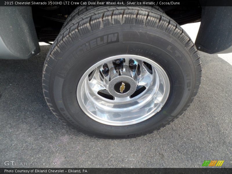 Silver Ice Metallic / Cocoa/Dune 2015 Chevrolet Silverado 3500HD LTZ Crew Cab Dual Rear Wheel 4x4