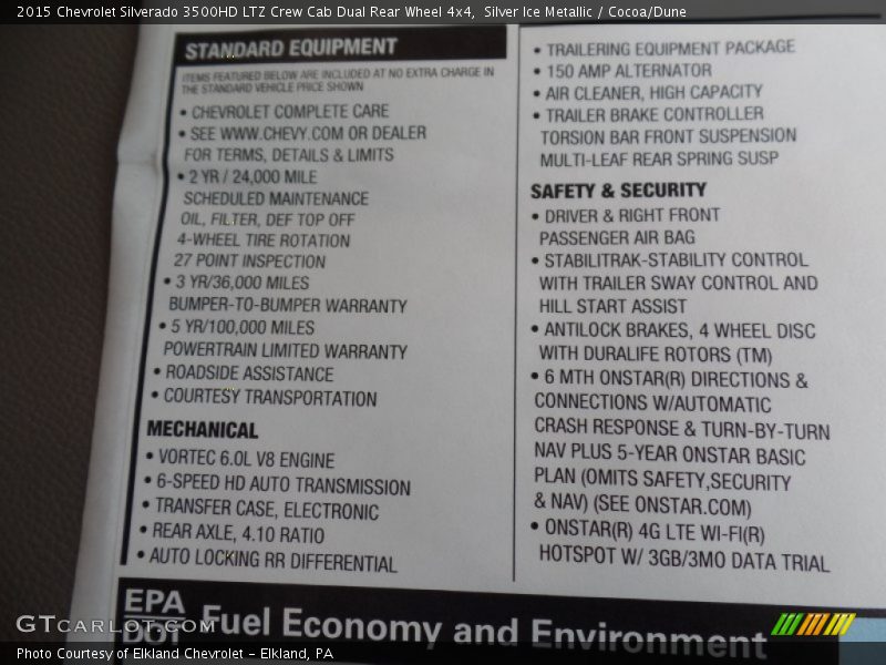 Silver Ice Metallic / Cocoa/Dune 2015 Chevrolet Silverado 3500HD LTZ Crew Cab Dual Rear Wheel 4x4