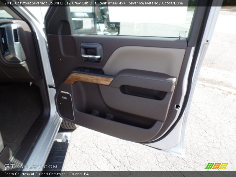 Silver Ice Metallic / Cocoa/Dune 2015 Chevrolet Silverado 3500HD LTZ Crew Cab Dual Rear Wheel 4x4