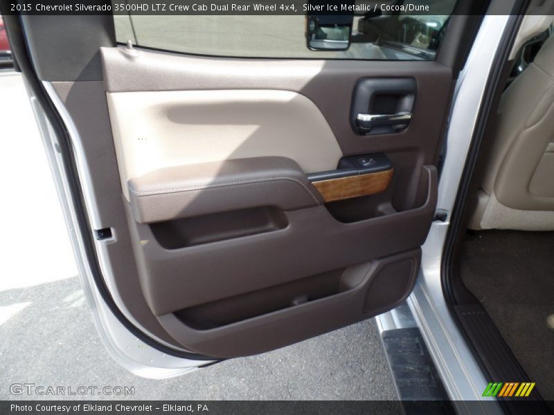 Silver Ice Metallic / Cocoa/Dune 2015 Chevrolet Silverado 3500HD LTZ Crew Cab Dual Rear Wheel 4x4