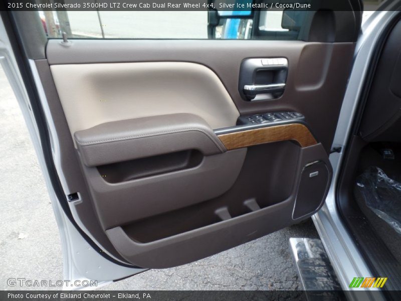 Silver Ice Metallic / Cocoa/Dune 2015 Chevrolet Silverado 3500HD LTZ Crew Cab Dual Rear Wheel 4x4