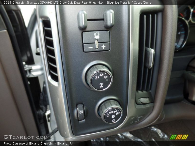 Silver Ice Metallic / Cocoa/Dune 2015 Chevrolet Silverado 3500HD LTZ Crew Cab Dual Rear Wheel 4x4