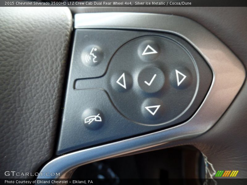 Silver Ice Metallic / Cocoa/Dune 2015 Chevrolet Silverado 3500HD LTZ Crew Cab Dual Rear Wheel 4x4