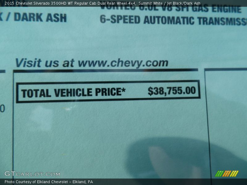 Summit White / Jet Black/Dark Ash 2015 Chevrolet Silverado 3500HD WT Regular Cab Dual Rear Wheel 4x4