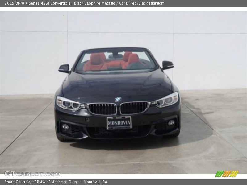 Black Sapphire Metallic / Coral Red/Black Highlight 2015 BMW 4 Series 435i Convertible